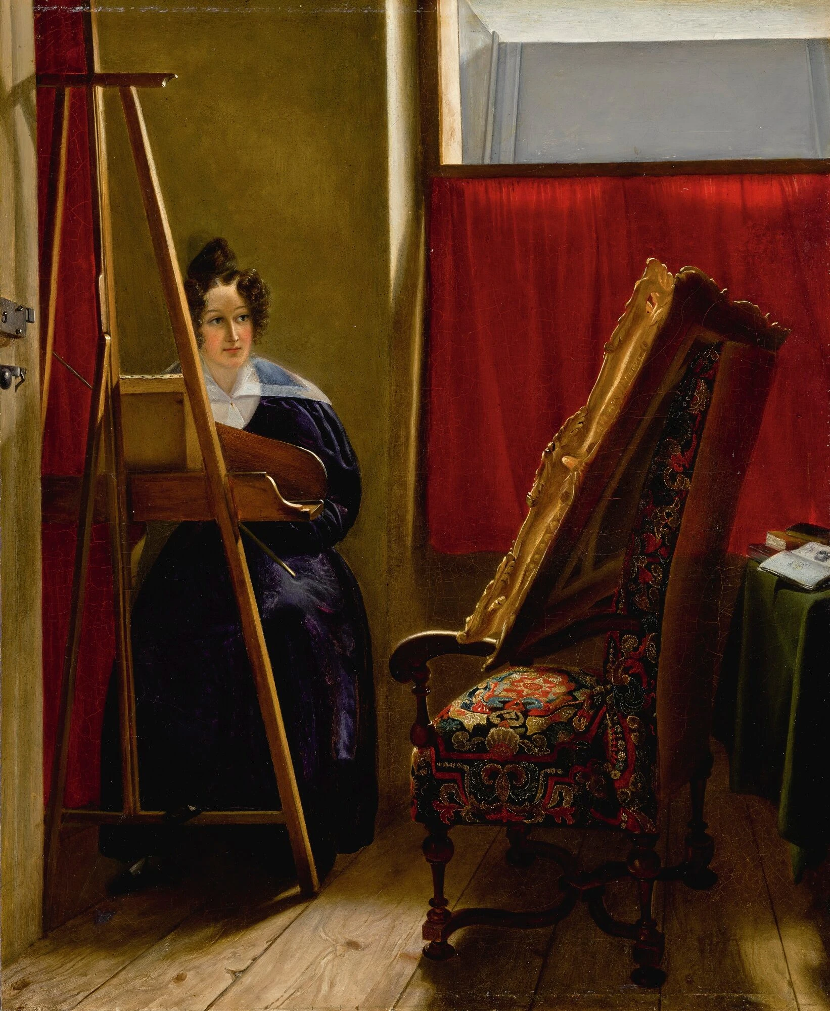 1800-Amile - Ursule Guillebaud - Ritratto dell'artista seduta al suo cavalletto